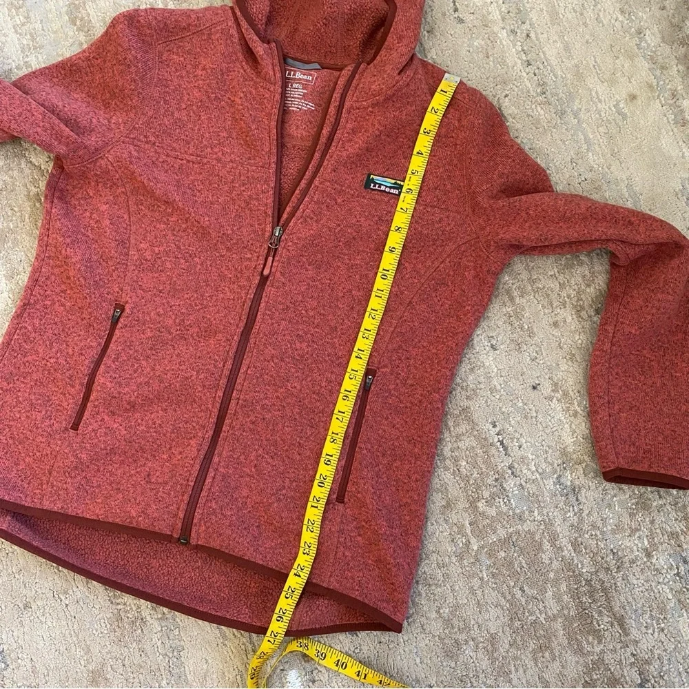 L.L.Bean Burnt Orange Hooded Jacket Full Zip Sweater Fleece Technical Knit: L